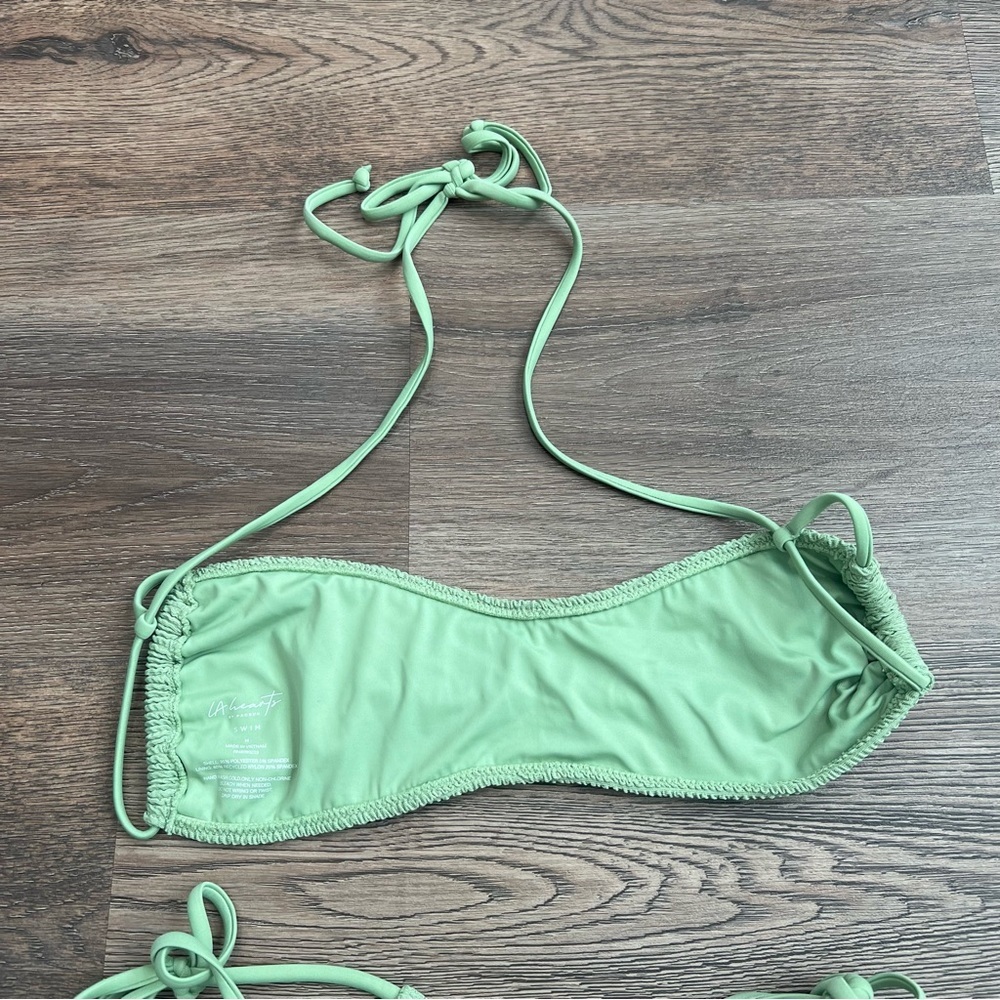 LA Hearts by PacSun Green Textured Bikini Set Top Medium / Bottoms Small Summer - Picture 4 of 8